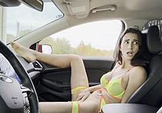 Hey, check this out, it’s basically a sex machine in action outdoors with a cute babe!