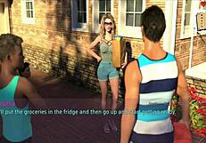 wife seduces mother-in-law in suggestive hentai cartoon.