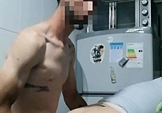 skinny amateur with big ass masturbates hard in kitchen.