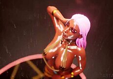 Beautiful old babe dancing striptease with big tits