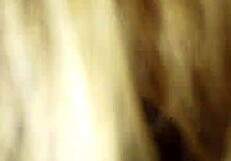 Pretty blonde sucks massive black cock, licking it all over before cumshot