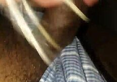 Pretty blonde sucks massive black cock, licking it all over before cumshot