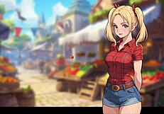 Honeysun gameplay part 1 starts with red head flight attendant in cosplay