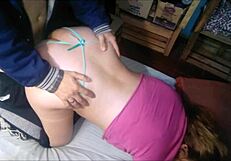 intense doggystyle fucking with latina in pink top and green thong