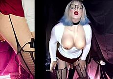 Dirty slut gets assfucked by hot tranny teacher while smoking and using sex machine