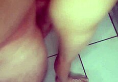 Hey, young latina does anal in the bathroom with big cock