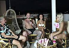 Blonde Teen In Sheer Red Lingerie Joins Swingers Group Sex.