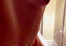 pov brunette with big tits fingers her tight ass in bikini, teasing nipples