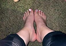 Hot amateur latina gets cumshot on sexy feet and toes