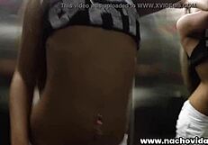 Spanish stud and brunette at fast food drive-thru.