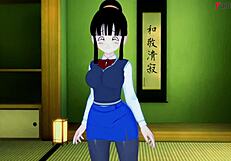 Chichi bangs Gohan and Goku in wild 3D threesome