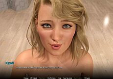 3D animated cartoon with big boobed and blonde babes in a game