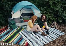 Lesbians Lacy and Aria's wild camping adventure of pleasure