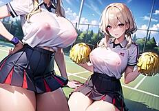 Hot Anime Cheerleader Teases in Transparent Cloth with Pussy Play