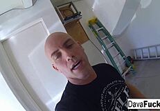 Skinny brunette gets nailed on set with hardcore sex