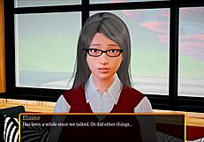 Teen redhead with small tits in erotic cartoon game