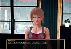 Teen redhead with small tits in erotic cartoon game