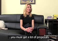 Small tits blonde licks huge tits agent