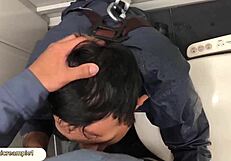 Intense blowjob in the toilet!