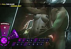 3D animated threesome with two men and one woman