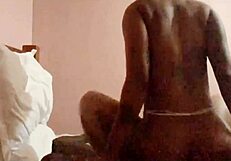 damn, watch this sexy ebony step mom ride that big black cock!