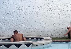 Public pool action with a MILF and a big cock lover