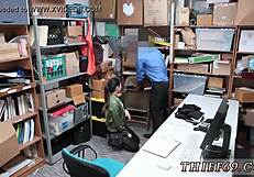 Asian cop gives hardcore interracial blowjob while discussing habitual theft!