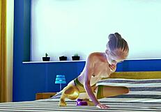 Teen Feels Pleasure in Stocking Solo Masturbation