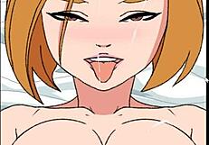 Cartoon porn with a Halloween theme of haunted house