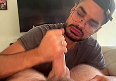 I love watching that big white cock cum in mouth