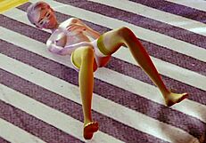 Teen Feels Pleasure in Stocking Solo Masturbation