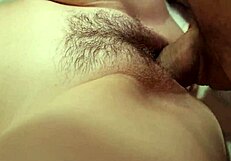 I'm the young unshaved girl getting penetrated and fucked in extreme closeup until creampie orgasm