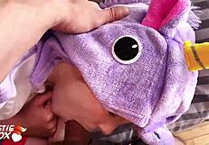 Early morning sex with a babe in kigurumi costume