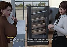 getting a handjob behind the counter in anime style