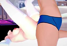 TV Woman Enjoys Her Tight Swimsuit