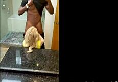 Boss with a big black cock fucks young employee