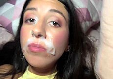 Stepsister Removes Condom for Hot Cum in Mouth POV