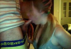 Blonde Girlfriend with Pigtails Sucks Cock and Receives Facial from Horny Friend in Amateur Scene on Ultrafappers!