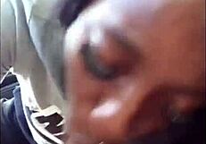 Ebony Chick's Sloppy Suck on White Dick: Wet and Wild Contrast