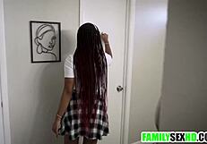 Stepdad fucks ebony stepdaughter and her friend on Valentines! Fiona Frost and Addis Fouche in taboo threesome