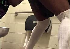 creaming hard on big black cock in gas station bathroom