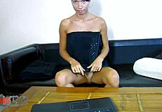 A cute housewife enjoys her quiet day at home.