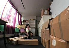 Asian beauty in leather boots on her boss’s cock