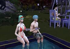 Dragon ball porn: mothers and wives fucked by sons in pool orgy