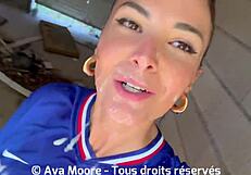 French Slut Sucks Strangers in Giant Bukkake