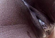 Ebony amateur bent over for interracial creampie