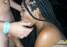 hot brunette banged in gangbang 😈