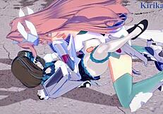 Intense futanari sex with Garie Tuman, Maria Cadenzavna Eve, and Micha Jawkan in Symphogear hentai