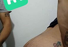 Latina Shemale Ladyboy Fucks Manager with Big Black Cock in Security Room