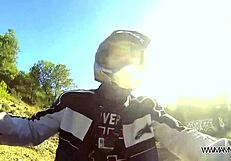 Horny woman rides big cock for hardcore outdoor action